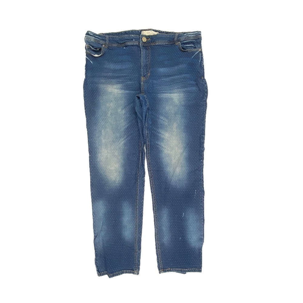 C'est 1946 Contemporary Crop Women's size 14 Blue White Polka dot Denim Jeans